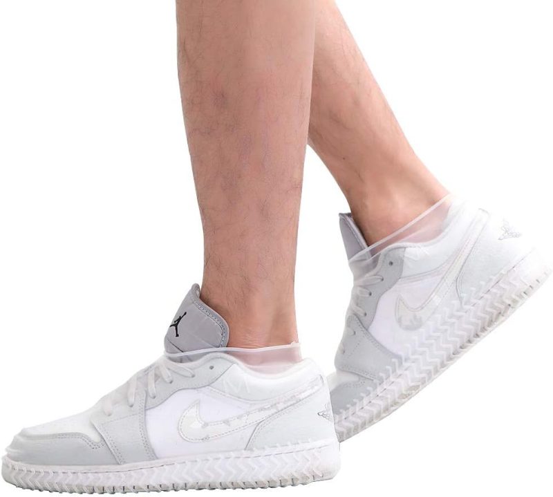Waterproof Silicone Shoe Covers for Rain,Reusable Non Slip Rubber Rain Shoe Cover Cycling Shoe Protectors Outdoor with Non-slip Sole Apply to Men,Women,Kids(Large White)