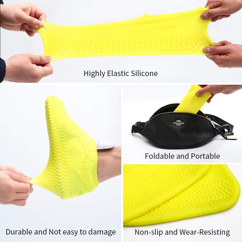 Waterproof Silicone Shoe Covers for Rain,Reusable Non Slip Rubber Rain Shoe Cover Cycling Shoe Protectors Outdoor with Non-slip Sole Apply to Men,Women,Kids(Large White) - Image 2