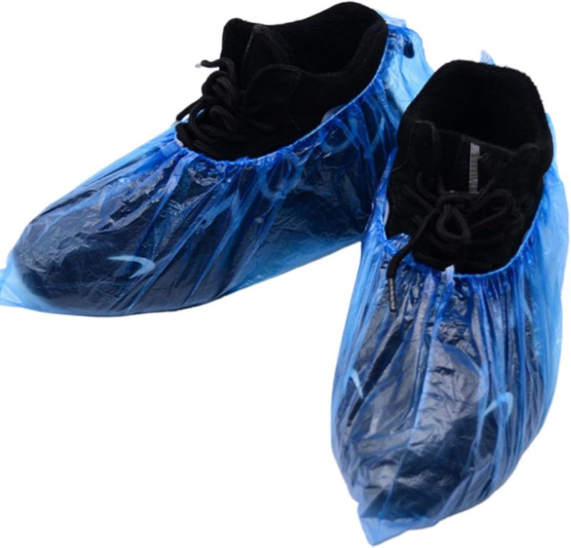 200PCS (100Pairs) Disposable Shoe Covers Waterproof, Non-Slip, Durable Boot Covers for Indoors Cleaning Real Estate Travel Construction Workplaces, Plastic Disposable Shoe Covers for Men and Women.
