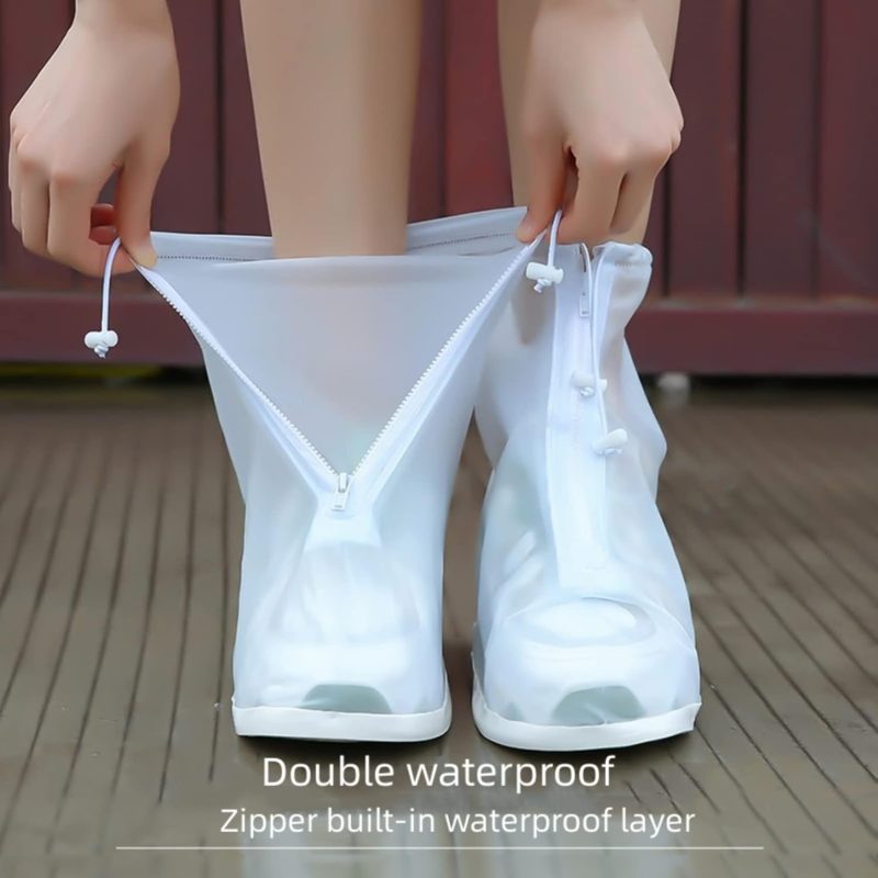 Waterproof Shoe Covers - Boot Covers Shoe Covers for Rain Overshoes Reusable Over Shoes Galoshes Shoe Protectors with Waterproof Zipper Not-Slip Rain Shoe Covers for Women and Men - Image 2