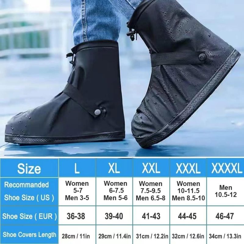Shoe Covers with Zipper Hard Sole Version Waterproof Shoe Covers Reusable Galoshes for Rainy and Snowy Outdoors Garden etc, Rain Boots for Men Women Kid - Image 2
