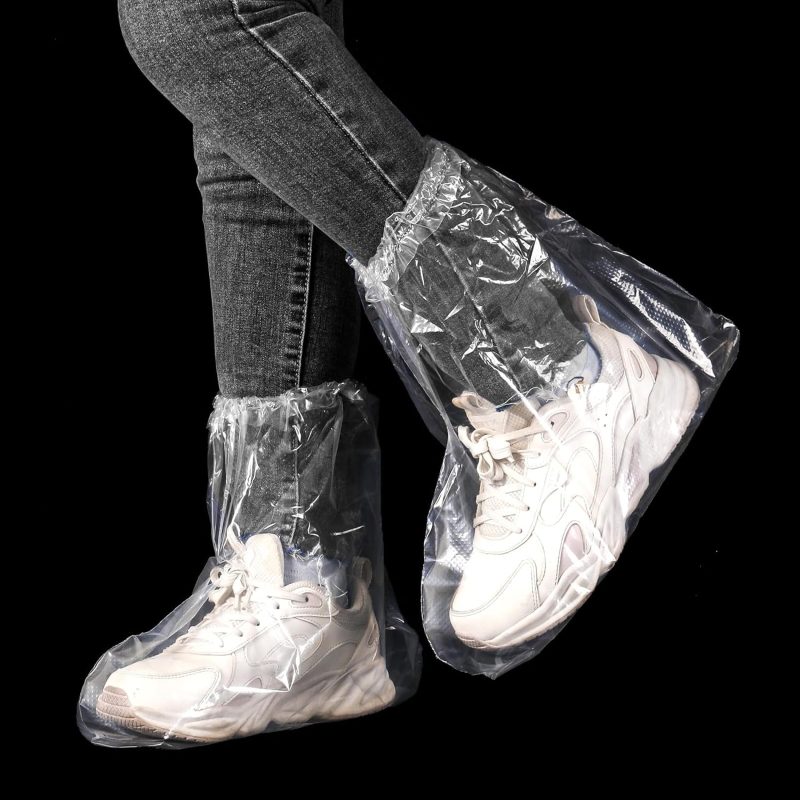 10 Pairs Shoe Covers Boot Covers Disposable Non-Slip Waterproof Shoe Covers, Thickened Waterproof Shoes Covers, Plastic Boot and Shoe Covers for Men and Women (Transparent)