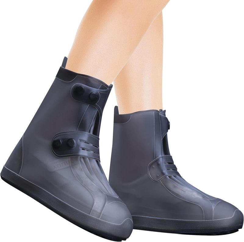 Rain Shoe Covers | Waterproof Shoe Covers for Men Women | Reusable Galoshes Overshoes (Black, 37-39)