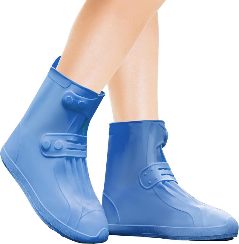 Rain Shoe Covers | Waterproof Shoe Covers for Men Women | Reusable Galoshes Overshoes (Blue, 37-39)