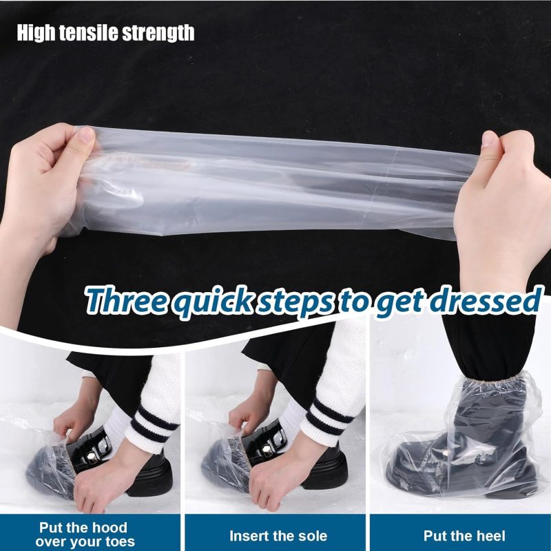 10 Pairs Shoe Covers Boot Covers Disposable Non-Slip Waterproof Shoe Covers, Thickened Waterproof Shoes Covers, Plastic Boot and Shoe Covers for Men and Women (Transparent) - Image 2