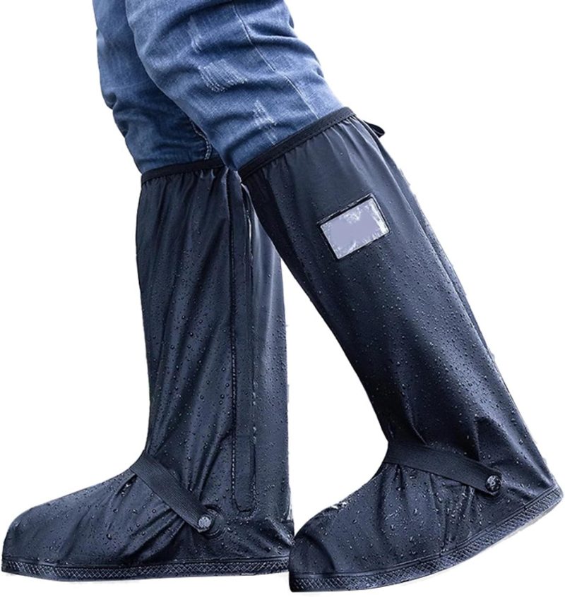 Rain Shoes Cover, Non-Slip Rain Boot Shoes Cover with Zipper, Reflector for Men Women (M)