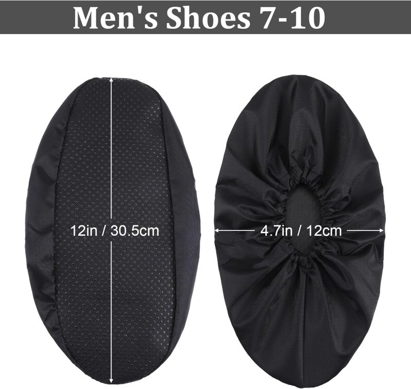 10 Pairs Reusable Shoe Covers Non Slip Boot Cover for Indoors, Waterproof Oxford Cloth Shoe Protectors for Household Carpet Floor Protection Dustproof Machine Washable (Black) - Image 2
