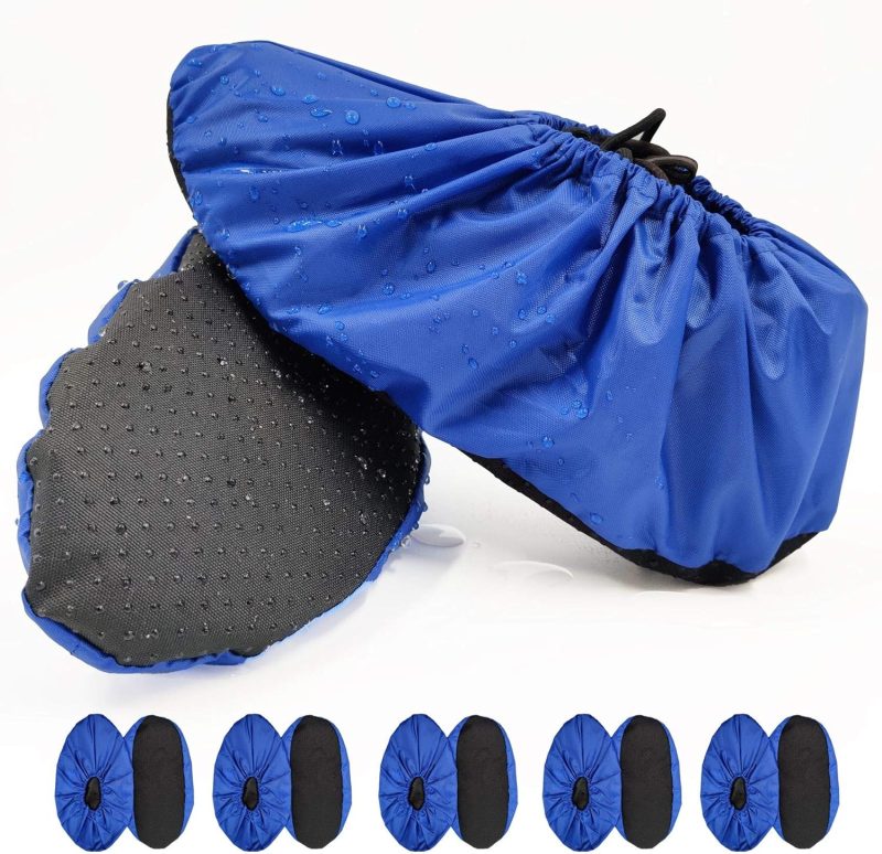 5 Pairs Non Slip Reusable Shoe Covers Waterproof Washable Boot Covers Durable Dustproof Booties Cover For Indoors Household Travel Floor Carpet Protection XL