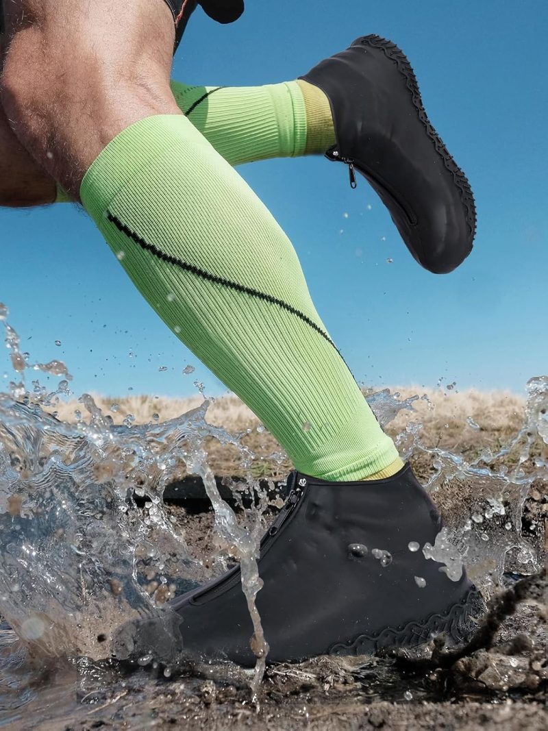 Waterproof Rain Shoe Covers, Silicone Overshoes with Zipper Non-slip Galoshes for Men and Women (L (Women 8-12, Men 7-11), Blue) - Image 2