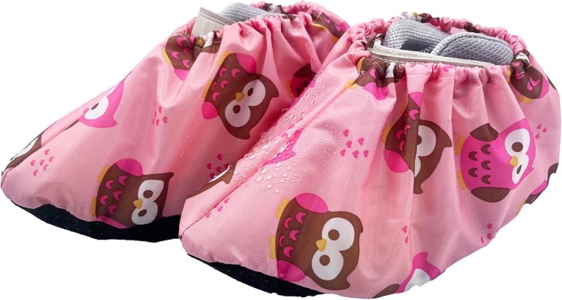 5 Pairs Kids Shoe Covers Reusable Non Slip Washable Dustproof Durable Waterproof Boots Cover For Indoors Floors Kindergarten Elementary School (Medium, Pink) - Image 2