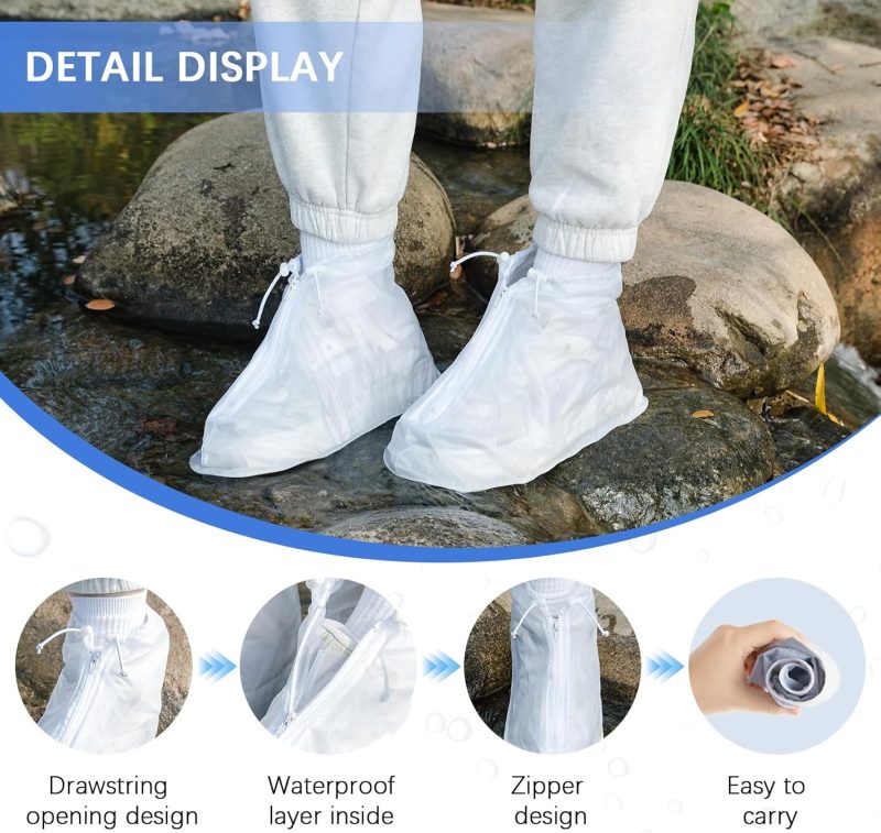 Waterproof Shoe Covers 2 pairs Rain Shoe Covers for Men Women and Children for Outdoor Activities - Image 2