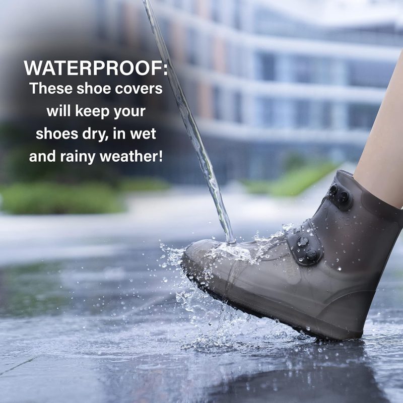 Rain Shoe Covers | Waterproof Shoe Covers for Men Women | Reusable Galoshes Overshoes (Black, 37-39) - Image 2