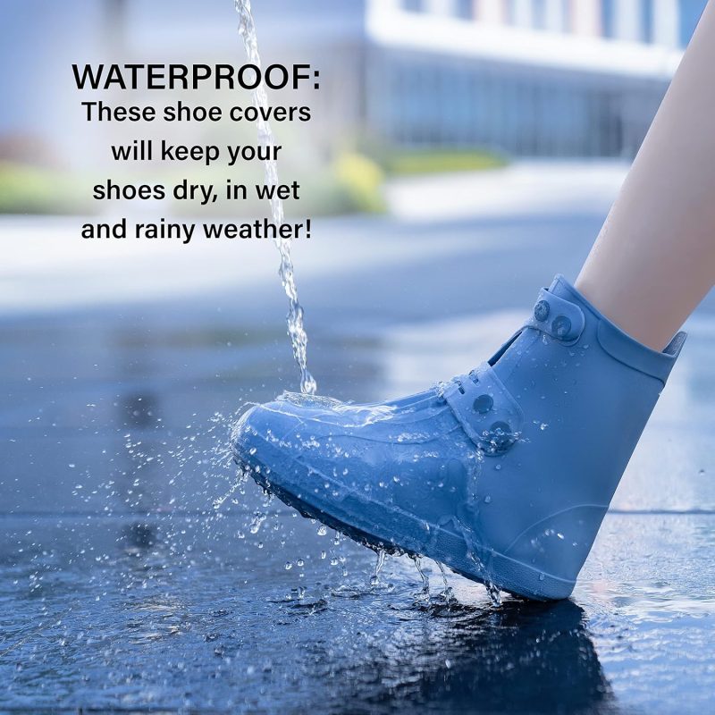 Rain Shoe Covers | Waterproof Shoe Covers for Men Women | Reusable Galoshes Overshoes (Blue, 37-39) - Image 2